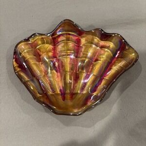 Clam Dish Shell Iridescent Bronze Trinket Candy Bowl 7.5"